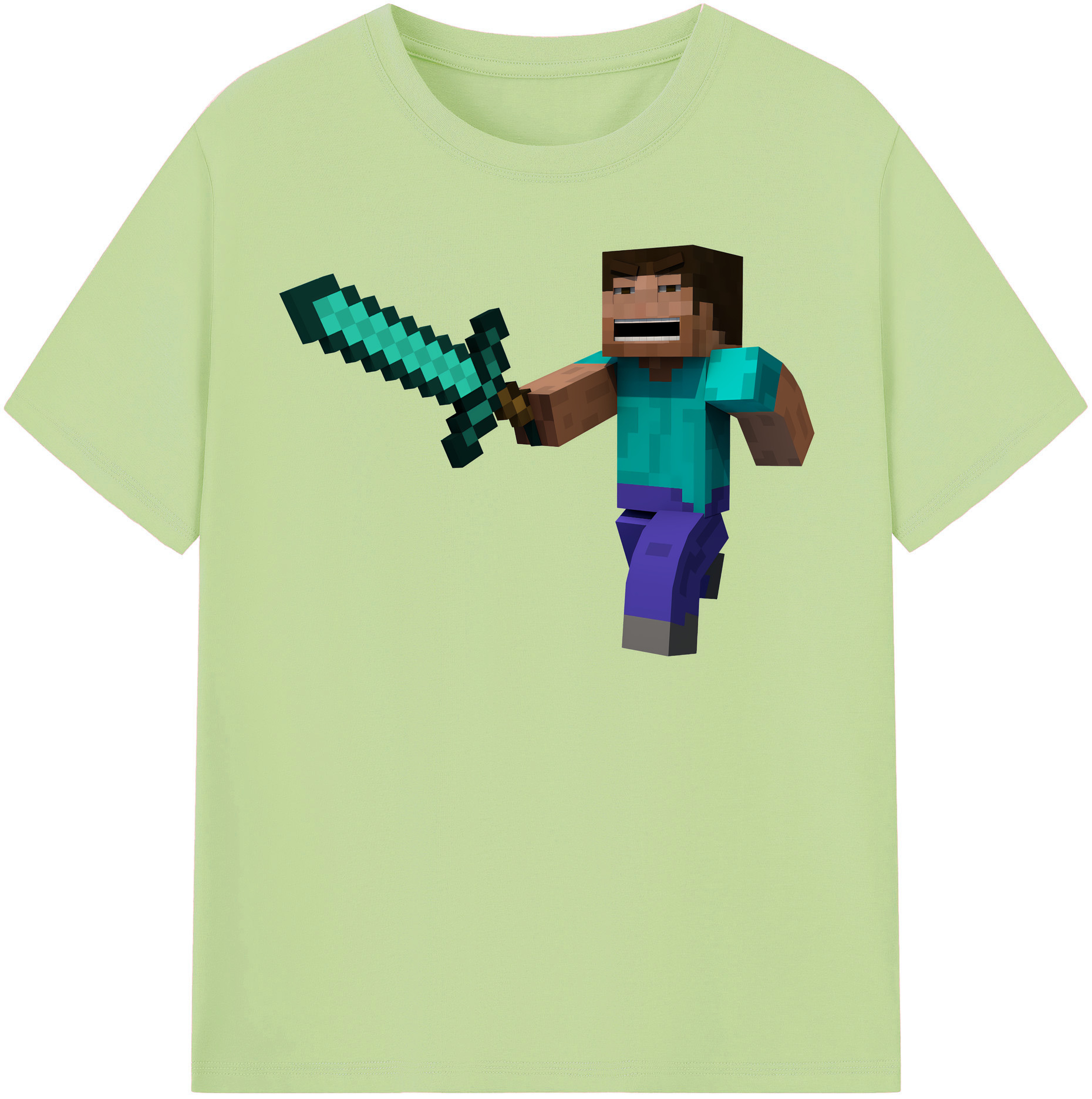 （画像用） マインクラフト ブロックの世界 Minecraft MC Block world 綿100％半袖Tシャツ（フロントプリント）